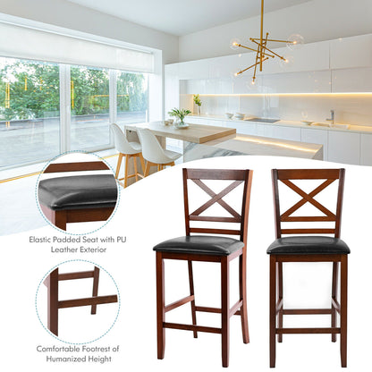 Counter Height Bar Stools 25 Inch - Set of 2 with PU Leather