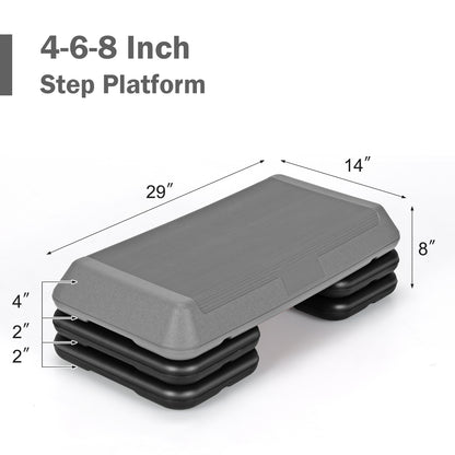 29 Inch Adjustable Workout Fitness Aerobic Stepper Exercise Platform-Gray