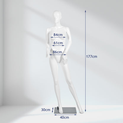 5.8 ft Plastic Female Mannequin Adjustable Detachable Manikin with Metal Stand