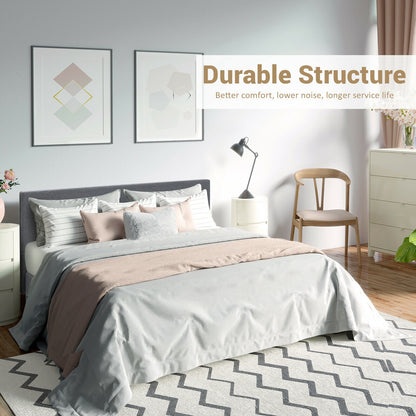 Full/Queen Size Upholstered Platform Bed Frame with Linen Headboard-Queen Size