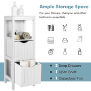 Freestanding Storage Cabinet with 2 Removable Drawers for Bathroom-White