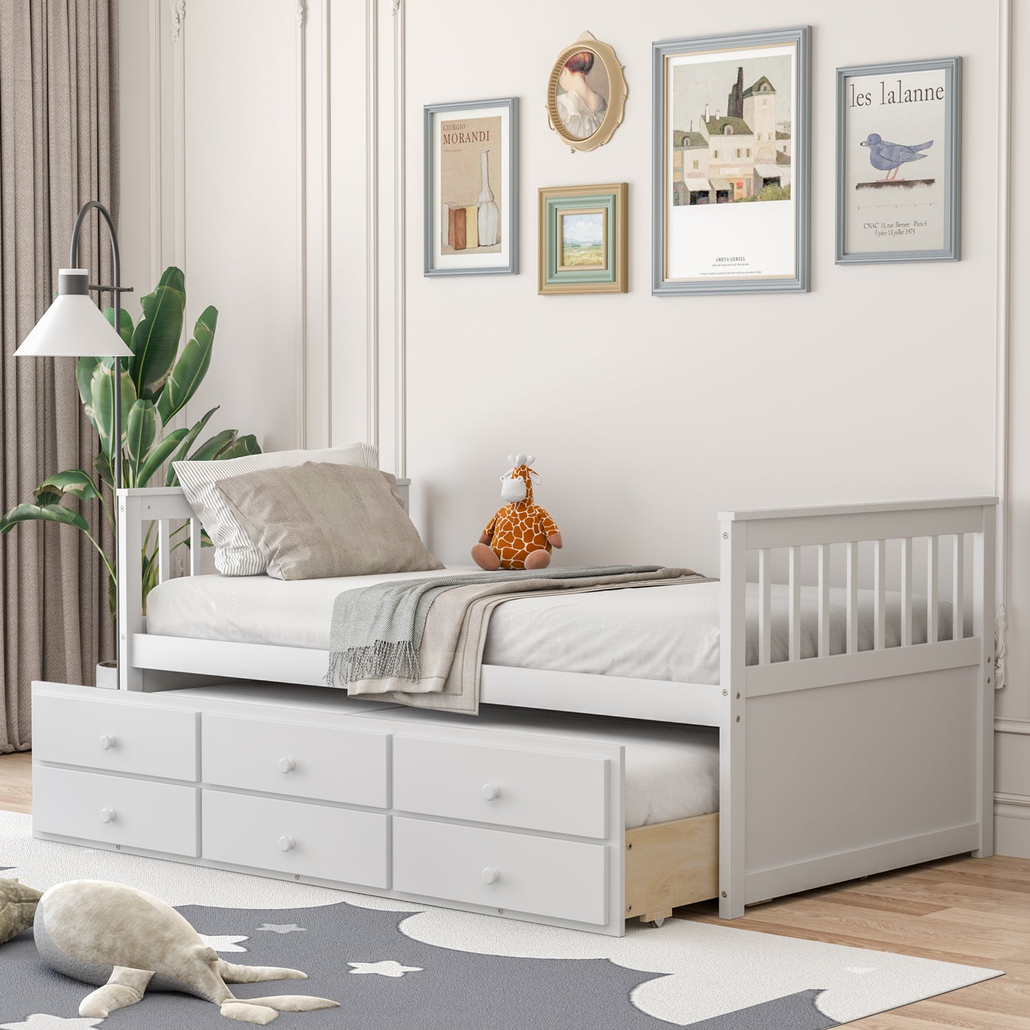 Twin Captain’s Bed with Trundle and 3 Storage Drawers