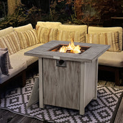 28 Inch 40 000 BTU Square Fire Pit Table with Lid and Lava Rocks-Gray