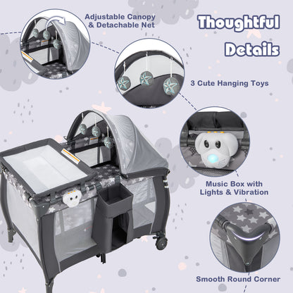 Portable Baby Nursery Center 4-in-1 Portable Travel Crib