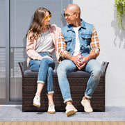 Outdoor Bench with Hand-woven PE Rattan Wicker and Side Handles-Gray