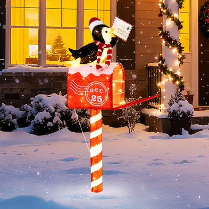 4.8 FT Christmas Lighted Penguin on Mailbox Pre-lit Xmas Decoration with 100 LED Warm White Lights