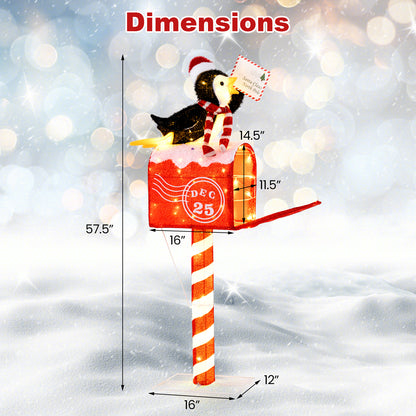 4.8 FT Christmas Lighted Penguin on Mailbox Pre-lit Xmas Decoration with 100 LED Warm White Lights