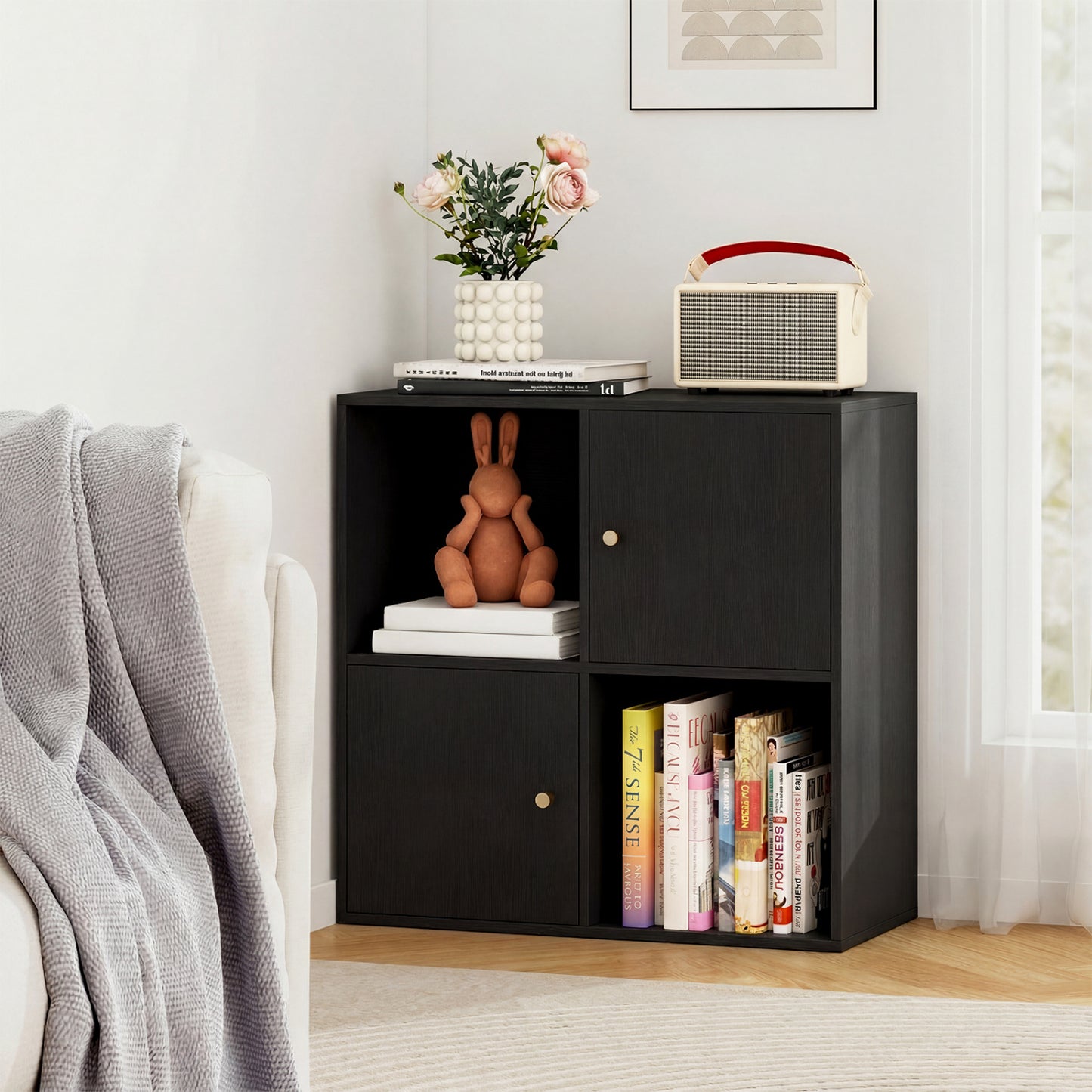 4-Cube Bookcase with 2 Cabinets and Anti-Tip Kit