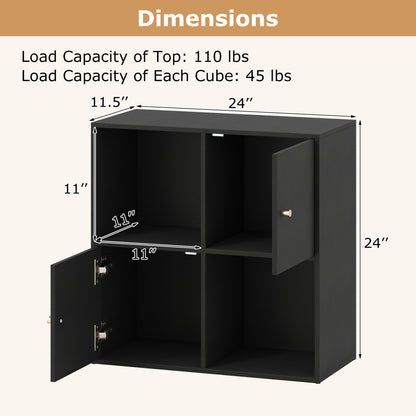 4-Cube Bookcase with 2 Cabinets and Anti-Tip Kit