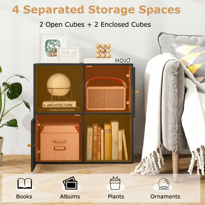 4-Cube Bookcase with 2 Cabinets and Anti-Tip Kit