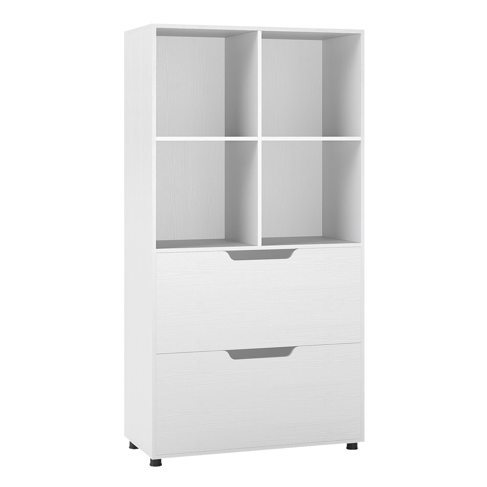 4-Cube Bookcase with 2 Drawers 51 inch 5-Tier Tall Freestanding Bookshelf-White