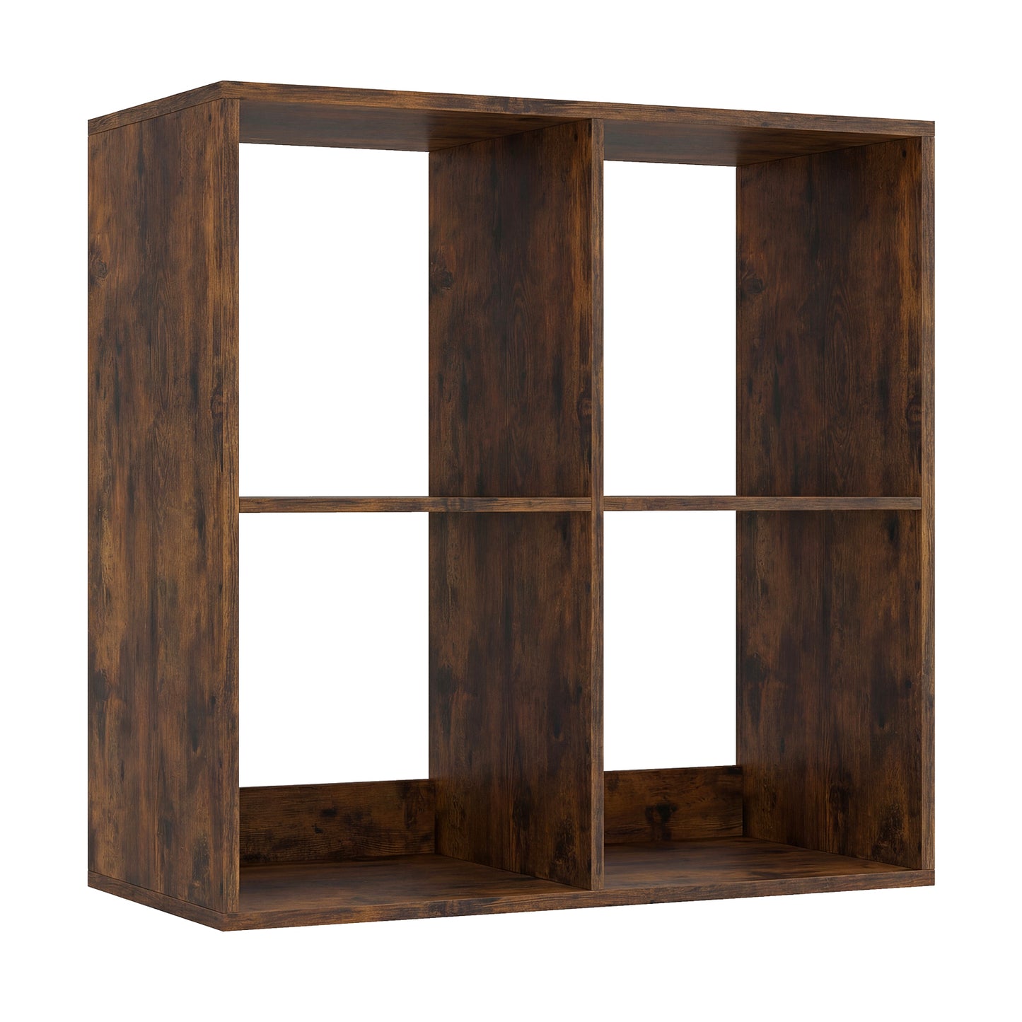 4 Cube Bookshelf with Back Guardrail for Living Room Bedroom-Coffee - Coffee