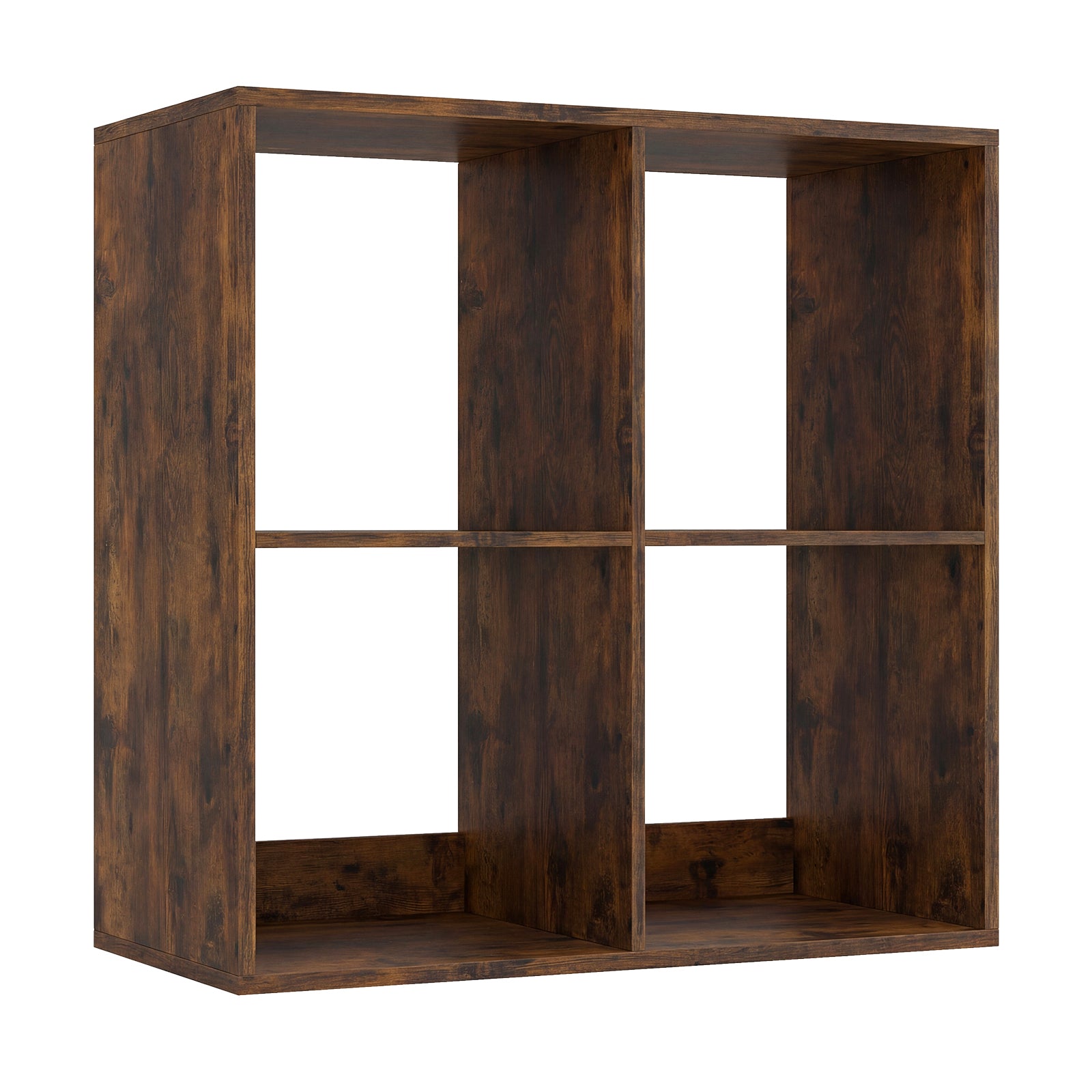 4 Cube Bookshelf with Back Guardrail for Living Room Bedroom-Coffee - Coffee