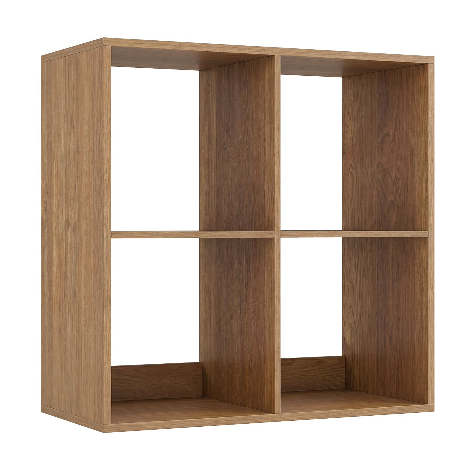 4 Cube Bookshelf with Back Guardrail for Living Room Bedroom-Coffee - Natural