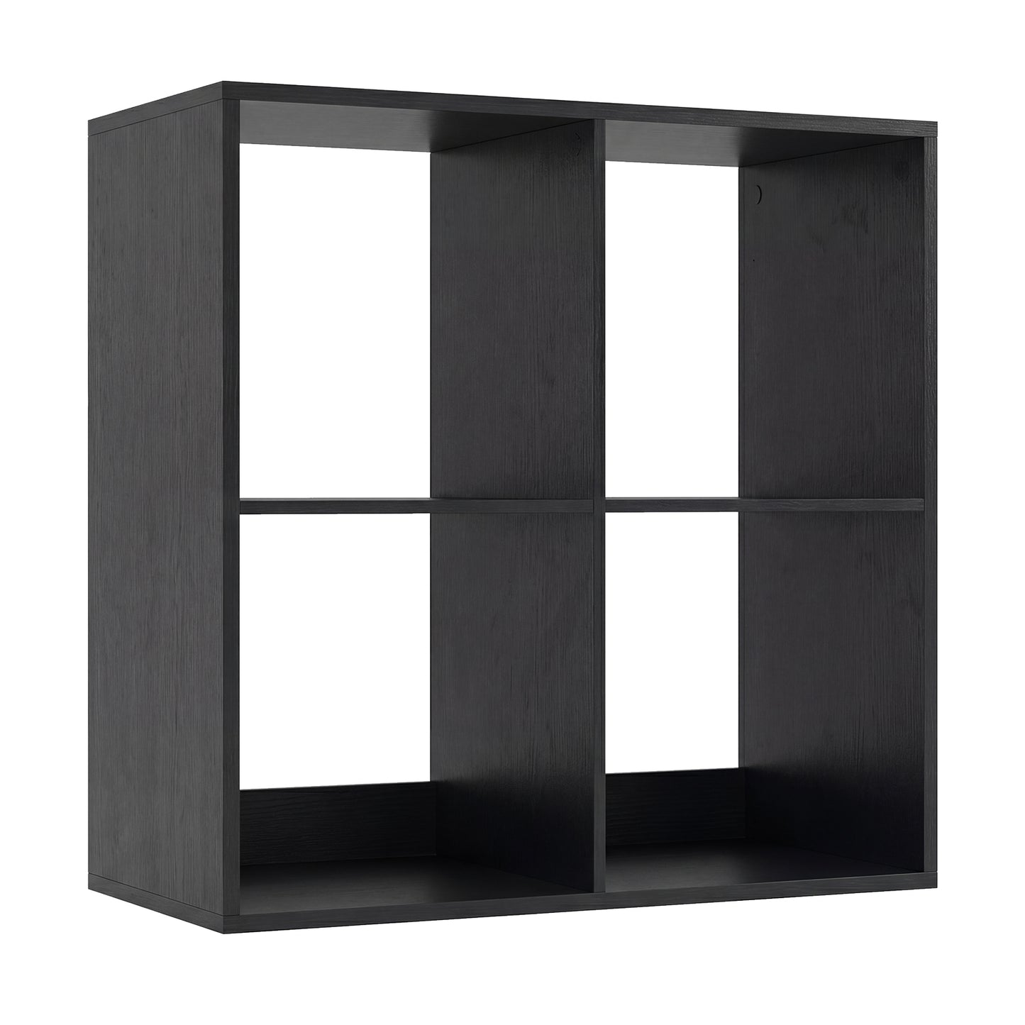 4 Cube Bookshelf with Back Guardrail for Living Room Bedroom-Coffee - Black