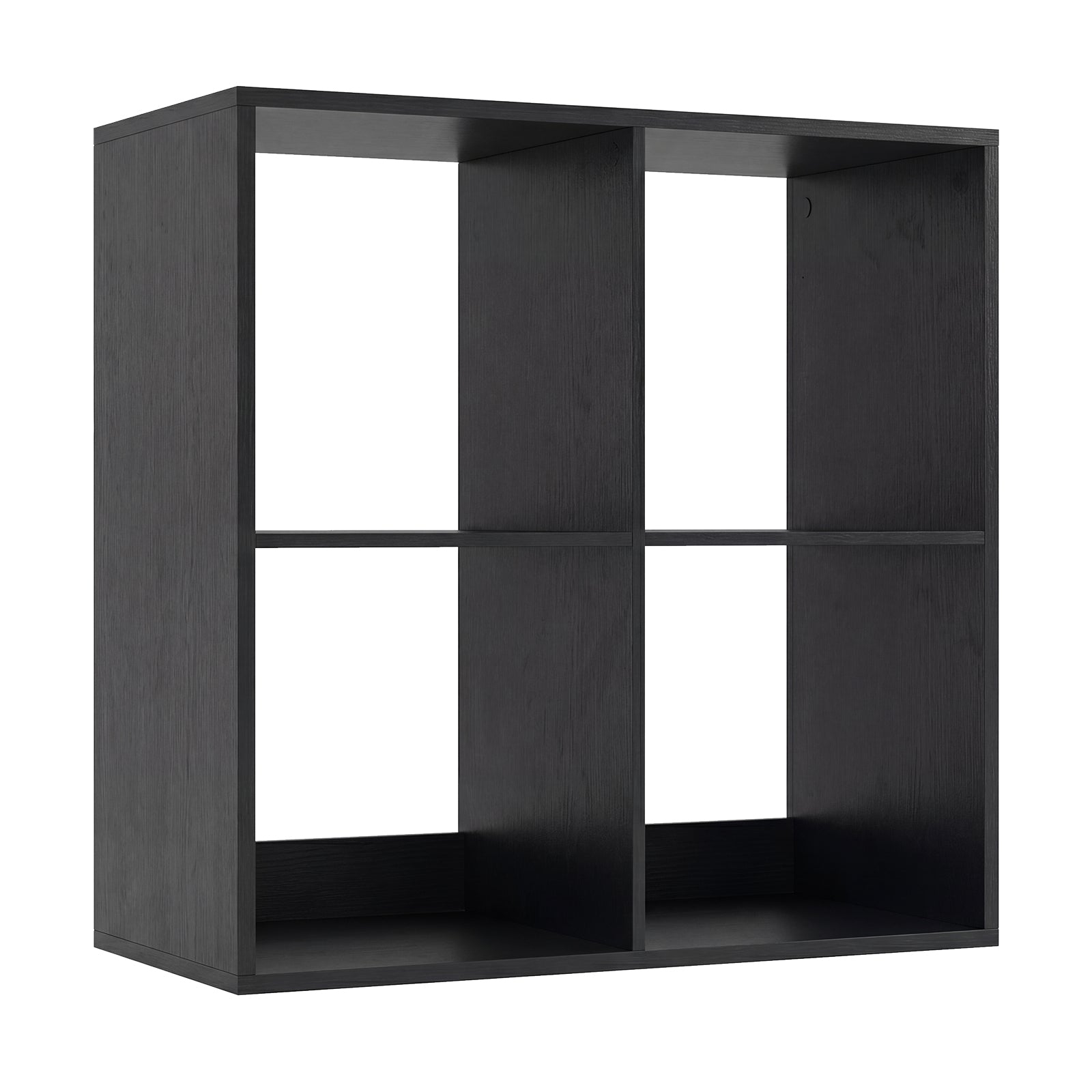 4 Cube Bookshelf with Back Guardrail for Living Room Bedroom-Coffee - Black