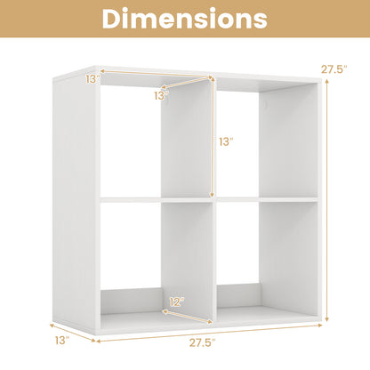 4 Cube Bookshelf with Back Guardrail for Living Room Bedroom