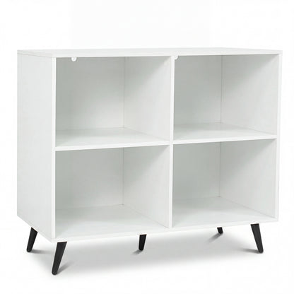 4-Cube Bookshelf with Metal Legs - White