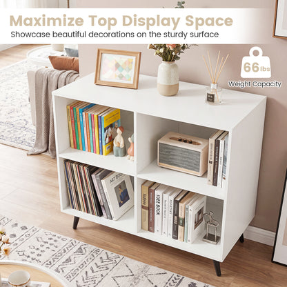 4-Cube Bookshelf with Metal Legs - White