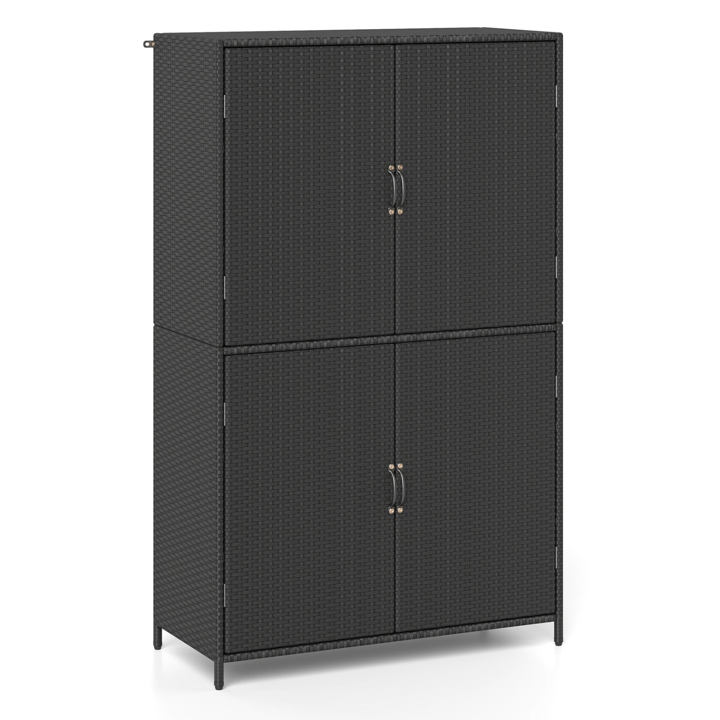 Rattan Vertical Storage Shed with Adjustable Shelves
