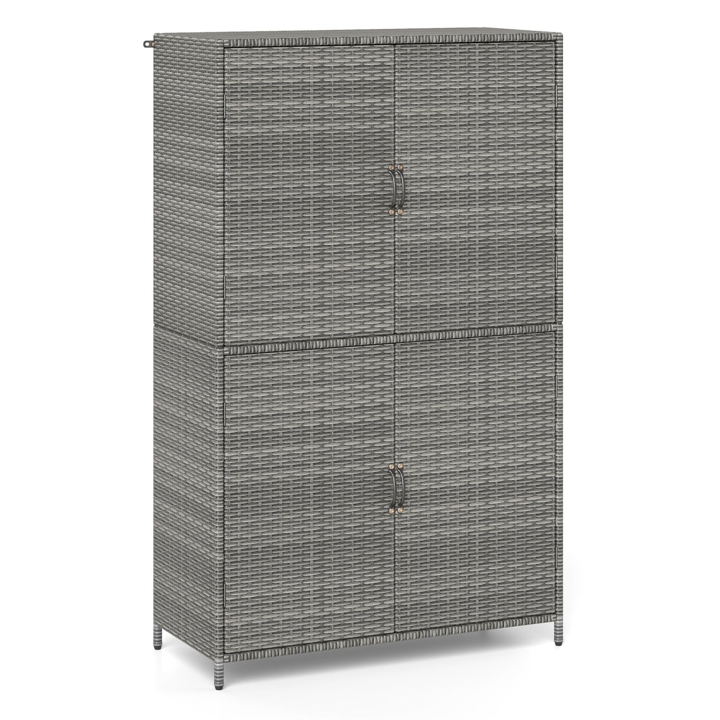 Rattan Vertical Storage Shed with Adjustable Shelves