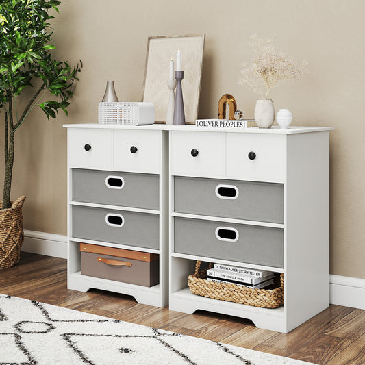 4-Drawer Dresser Modern Chest Storage Organizer with Open Shelves