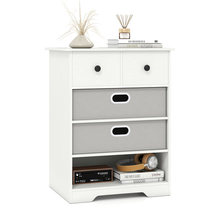 4-Drawer Dresser Modern Chest Storage Organizer with Open Shelves