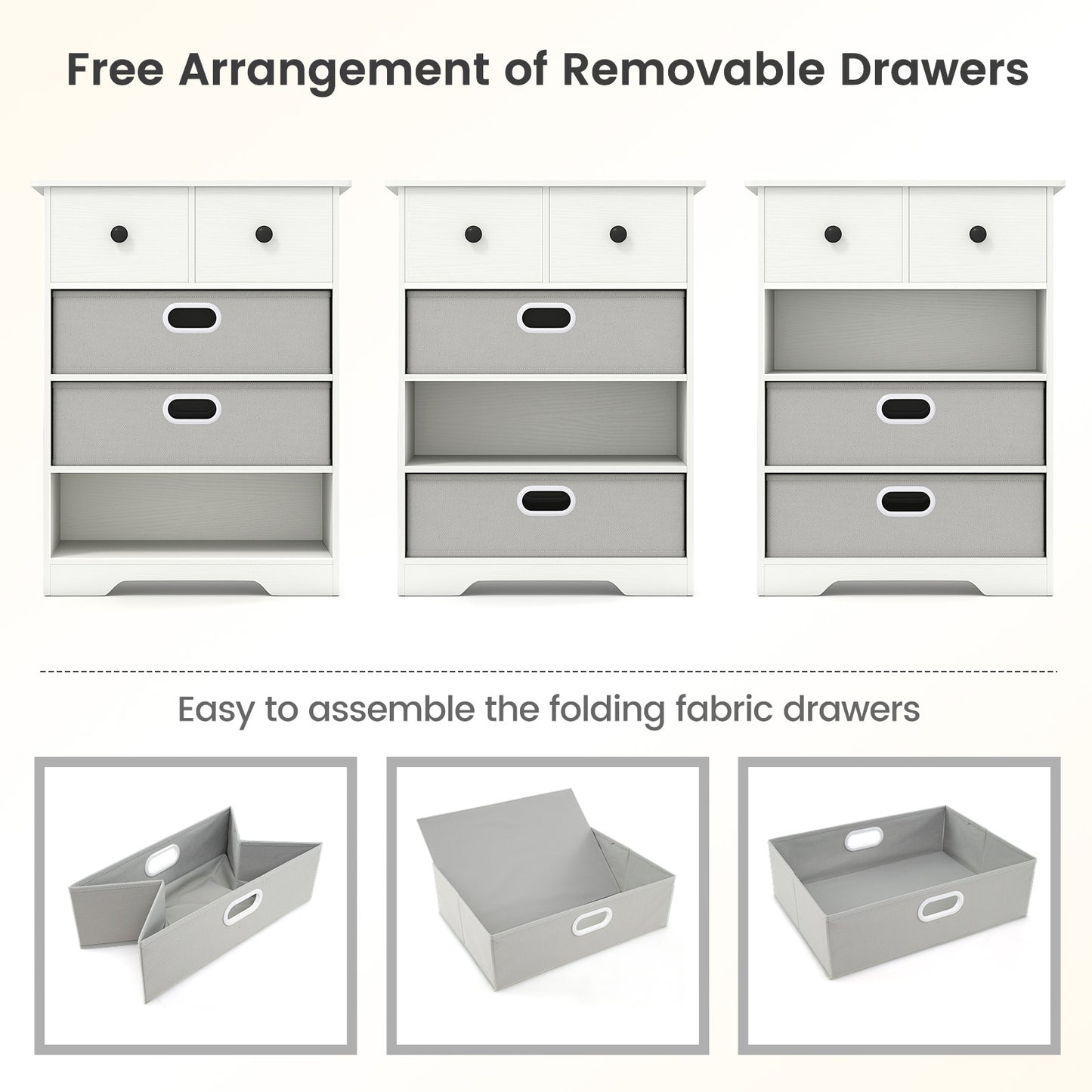 4-Drawer Dresser Modern Chest Storage Organizer with Open Shelves