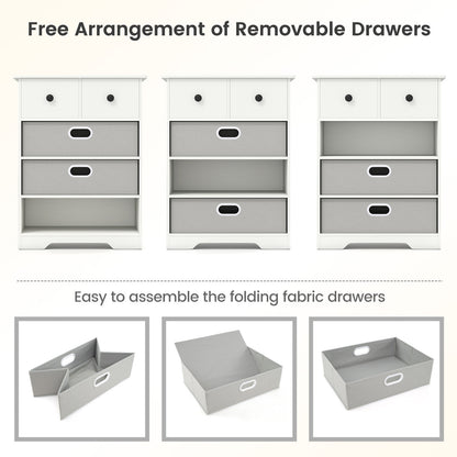 4-Drawer Dresser Modern Chest Storage Organizer with Open Shelves