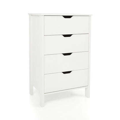 4-Drawer Dresser Wooden Nightstand with Anti-Tipping Kits-White