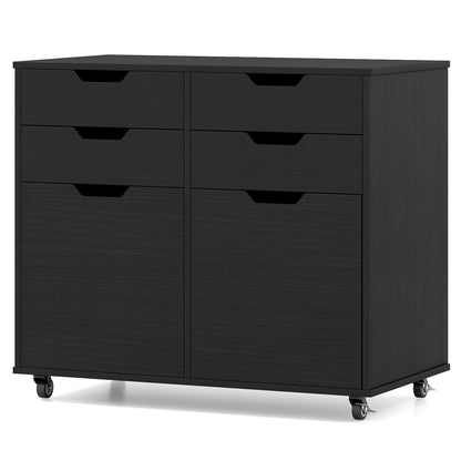 4 Drawer File Cabinet with Wheels for Home Office Organization-Black