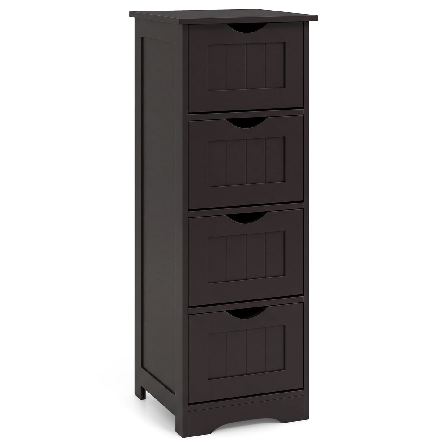 4-Drawer Freestanding Floor Cabinet with Anti-Toppling Device-Dark Brown