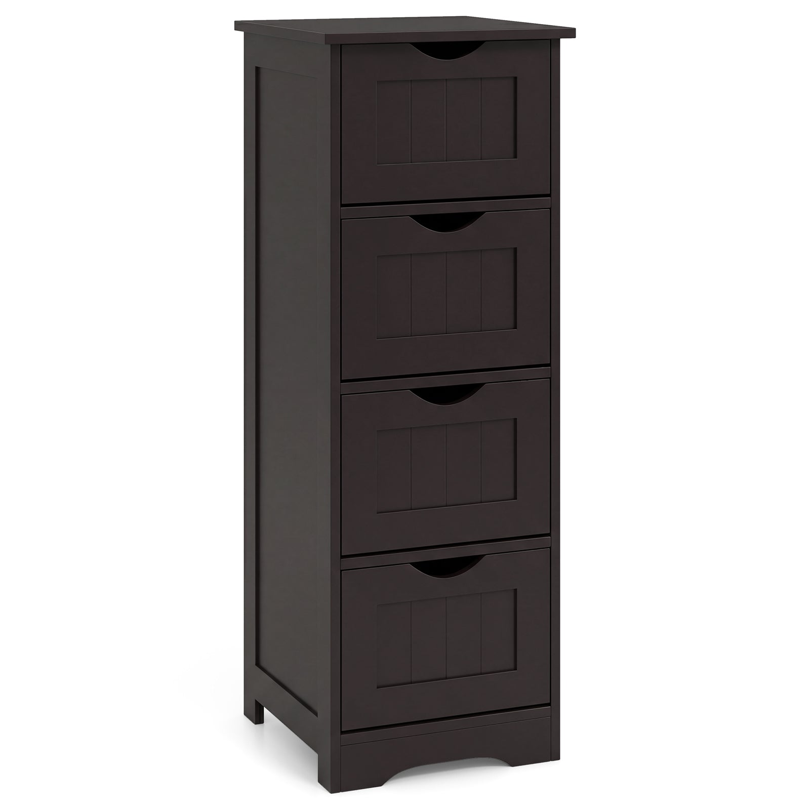 4-Drawer Freestanding Floor Cabinet with Anti-Toppling Device-Dark Brown