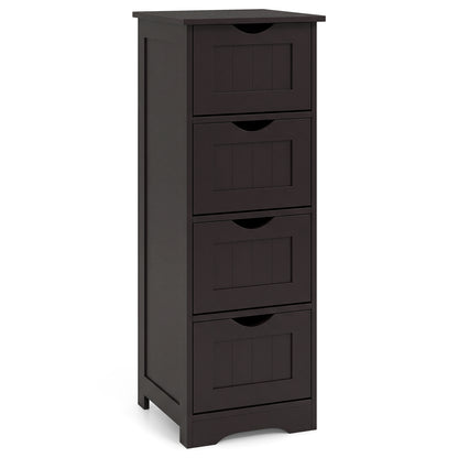 4-Drawer Freestanding Floor Cabinet with Anti-Toppling Device-Dark Brown