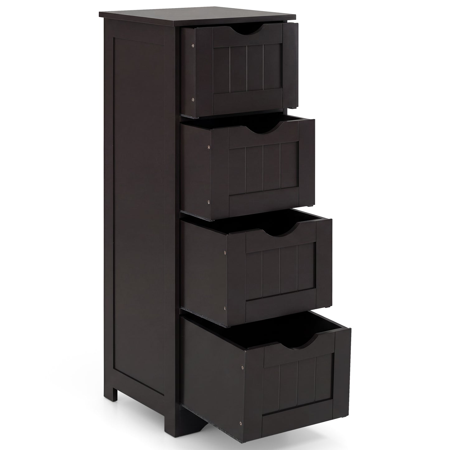 4-Drawer Freestanding Floor Cabinet with Anti-Toppling Device-Dark Brown
