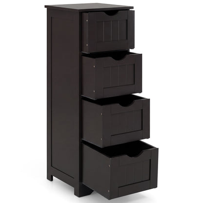 4-Drawer Freestanding Floor Cabinet with Anti-Toppling Device-Dark Brown