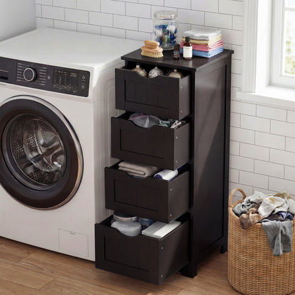 4-Drawer Freestanding Floor Cabinet with Anti-Toppling Device-Dark Brown
