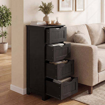 4-Drawer Freestanding Floor Cabinet with Anti-Toppling Device-Dark Brown
