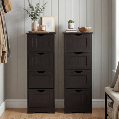 4-Drawer Freestanding Floor Cabinet with Anti-Toppling Device-Dark Brown