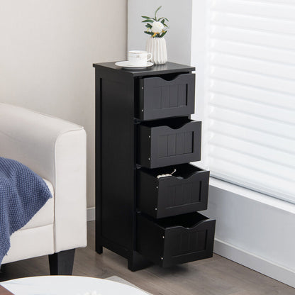 4-Drawer Freestanding Floor Cabinet with Anti-Toppling Device-Black