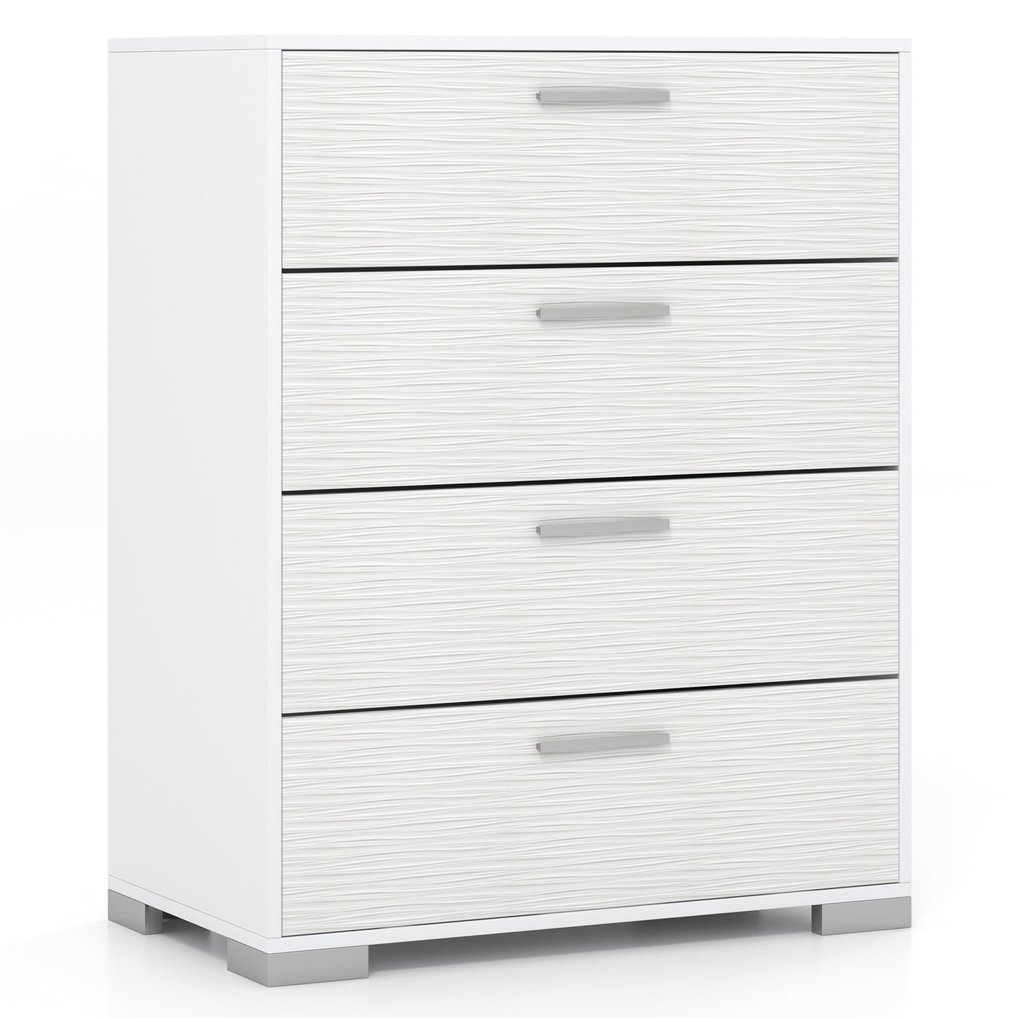4 Drawer Storage Cabinet with Metal Legs Handles with Anti-Toppling Devices-Gray - White