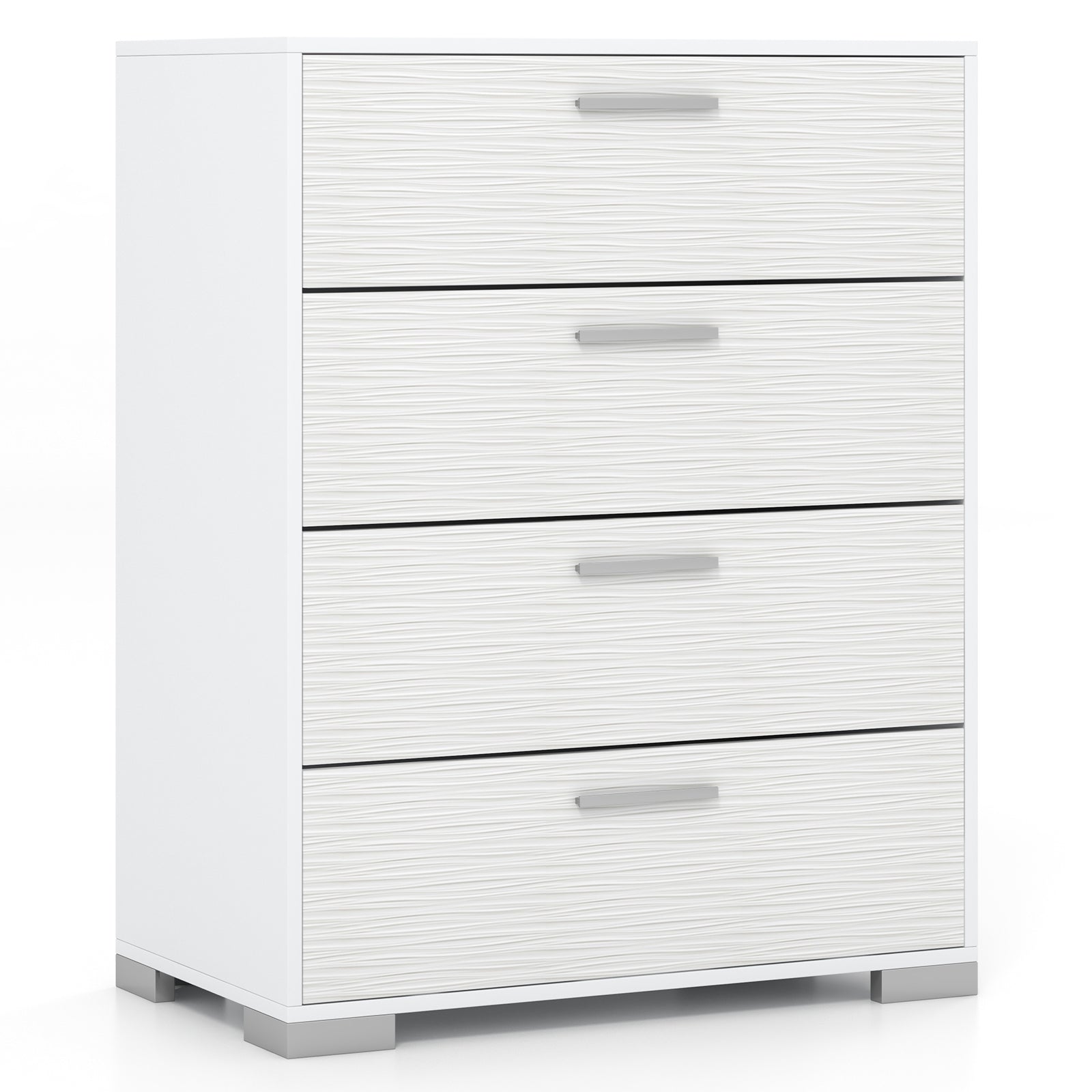 4 Drawer Storage Cabinet with Metal Legs Handles with Anti-Toppling Devices-Gray - White