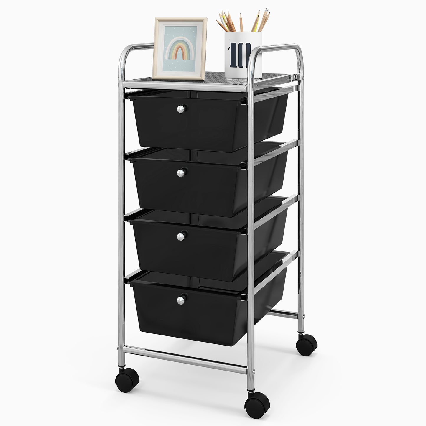 4-Drawer Cart Storage Bin Organizer Rolling with Plastic Drawers
