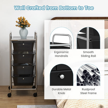 4-Drawer Cart Storage Bin Organizer Rolling with Plastic Drawers