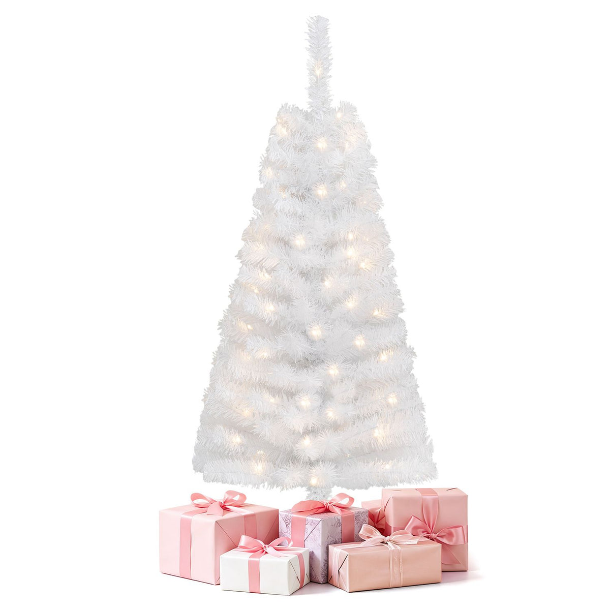 4 FT Artificial Christmas Tree with 110 Branch Tips and 50 Warm White LED Lights