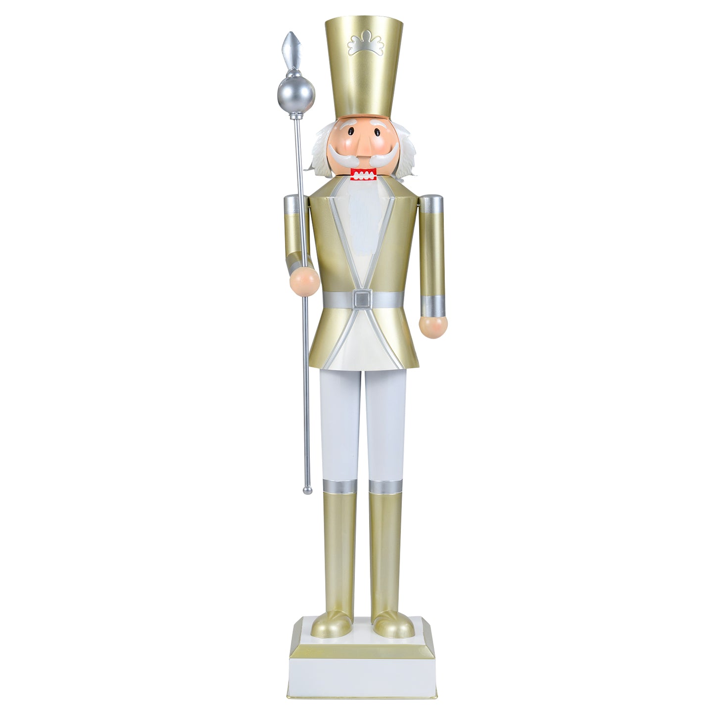 4 FT Christmas Nutcracker with High Hat & Beautiful Scepter-White & Golden