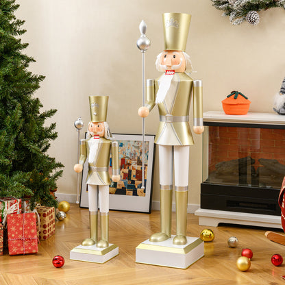 4 FT Christmas Nutcracker with High Hat & Beautiful Scepter-White & Golden