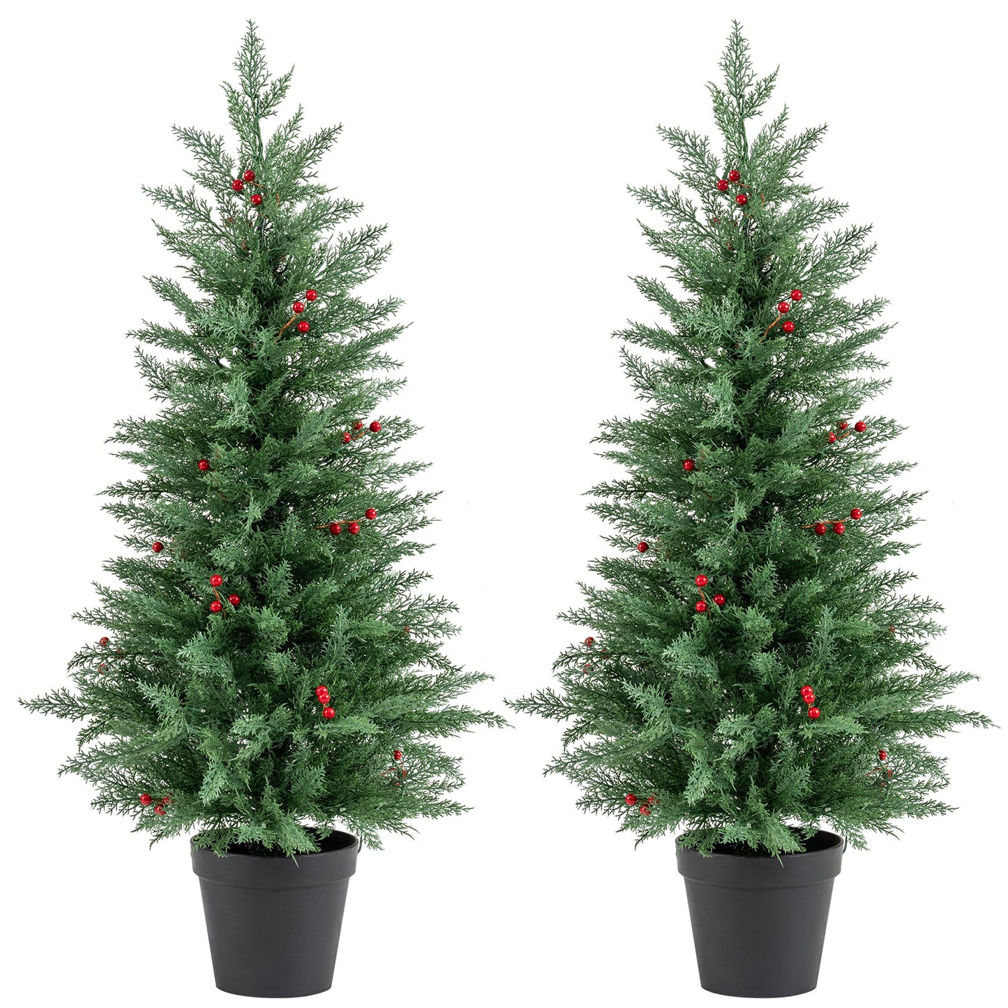 4 FT Pre-lit Christmas Trees with 70 Warm White LED Lights and 173 Branch Tips 2 Pack