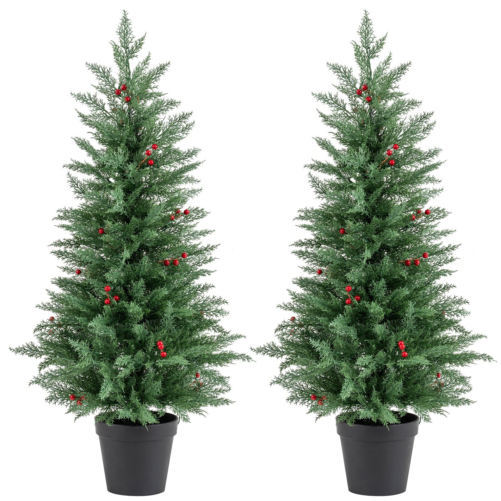 4 FT Pre-lit Christmas Trees with 70 Warm White LED Lights and 173 Branch Tips 2 Pack