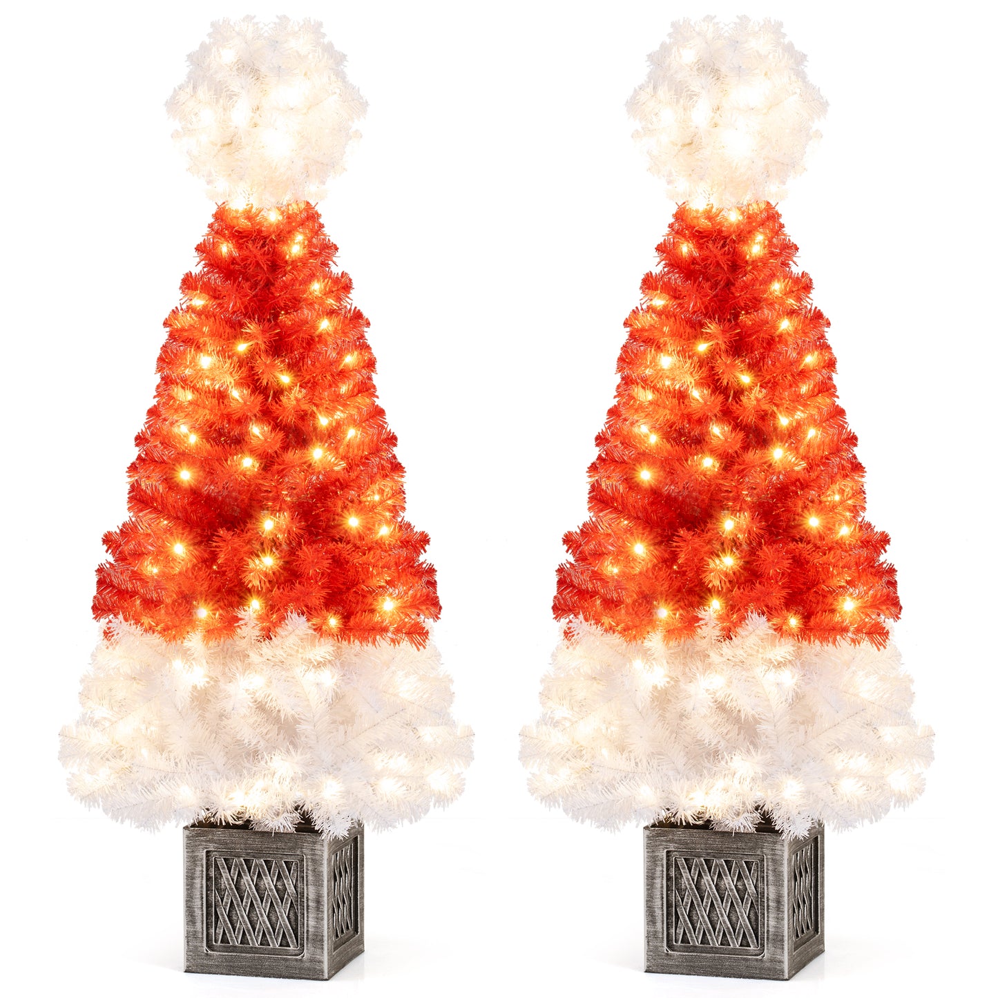 4 Feet Artificial Christmas Tree with 300 Branch Tips and 100 Warm White LED Lights